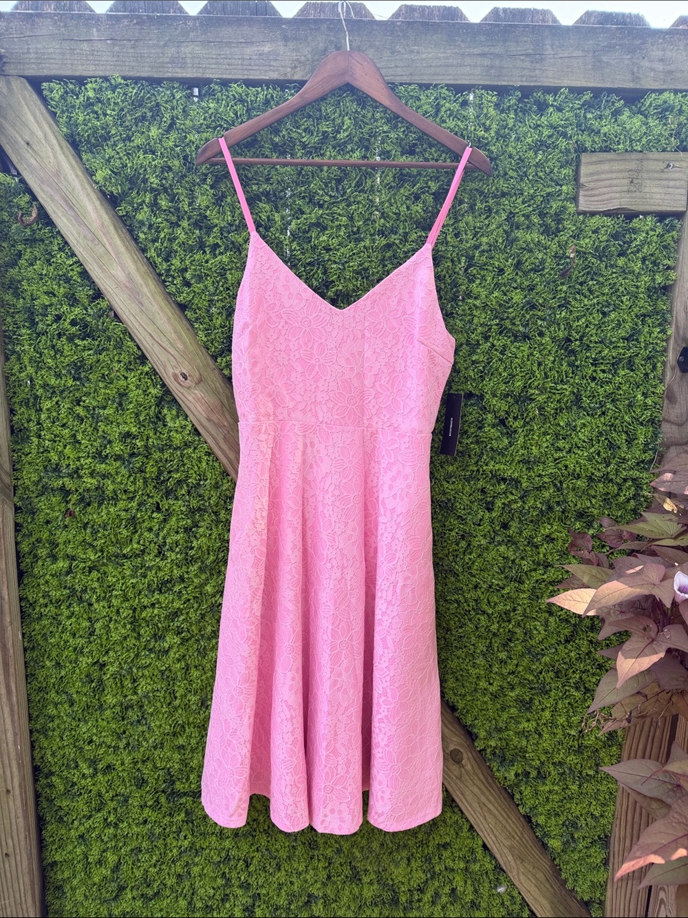 NWT Lulus Pink Lace Spaghetti-Strap A-Line Dress